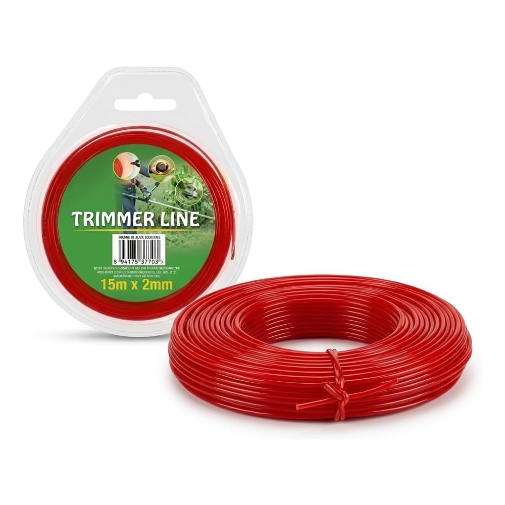 ZOPPER 2mm Strimmer Line 15m – Universal Nylon Trimmer Cord for Petrol & Electric Trimmers – Heavy Duty Strimmer Wire for Grass & Weed Cutting – Red