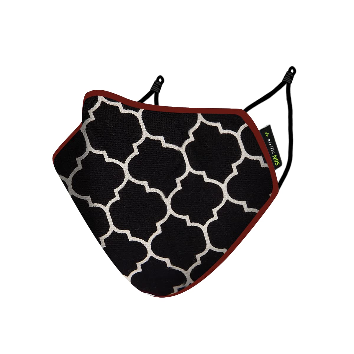 airific by NIRVANA BEING Cotton 2.0 N95, Ffp2 Washable And Reusable Mask For Adults | Anti Pollution Mask | Tested At International Labs Nano Technology Filter (Morrocan Black-Medium)