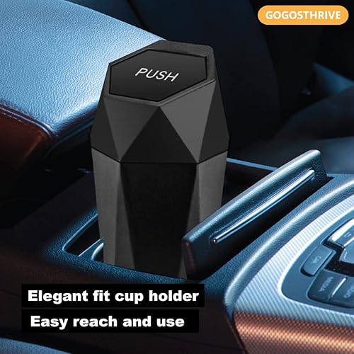 Miniatura 7 de Bote de basura pequeño para automóvil con tapa, portavasos, accesorios para automóvil o automóvil, para mujeres, portátil, pequeño, para puerta