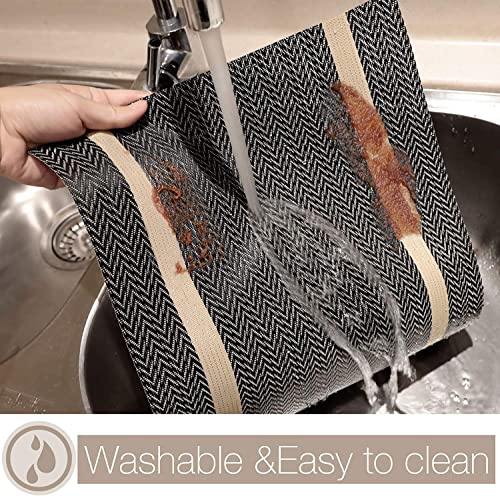 Image of Dining Table Placemats & Runner Set - Heat Resistant, Washable & Stain Resistant Woven Vinyl Mats | Table Runner & 6 Placemats Set for Stylish Dining (45x30 cm Placemats, 180x30 cm Runner)