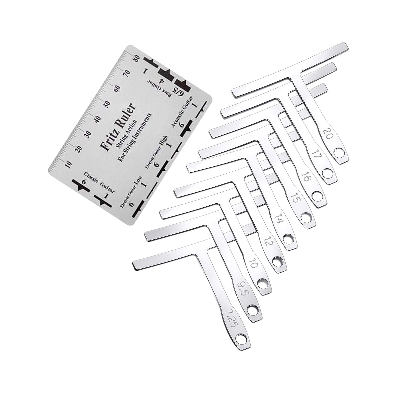 CALANDIS 9Pcs Understring Radius Gauge with Guitar String Height Ruler Measuring Tool | Guitar Builder/Luthier Supply-picture-23