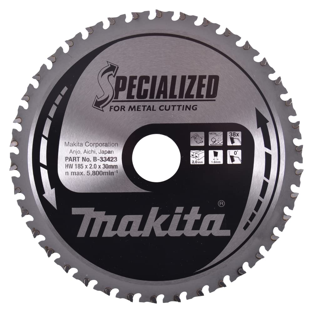 Makita B-33423 Specialized Metal Cutting Saw Blade 185x30x38T, Black
