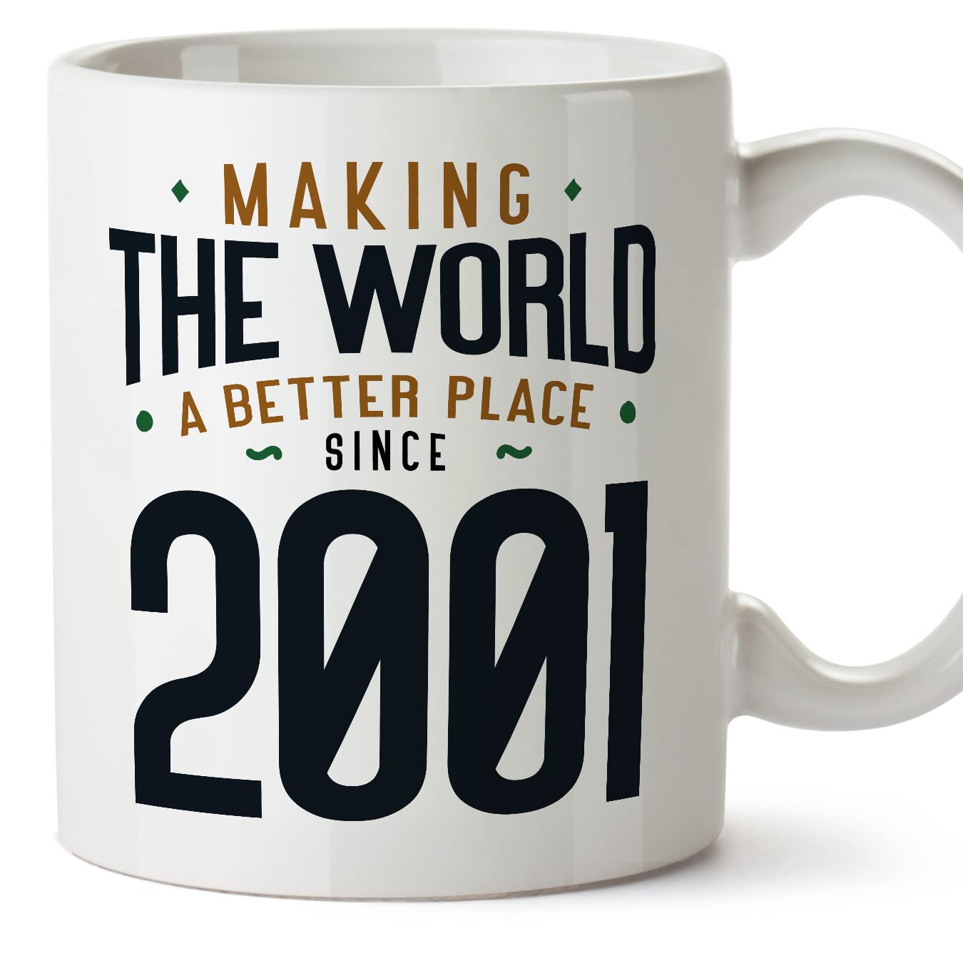 MUGFFINS 2001 Birthday Mug - in English - Making the World a Better Place - Funny Anniversary Present - 11 oz — image 1