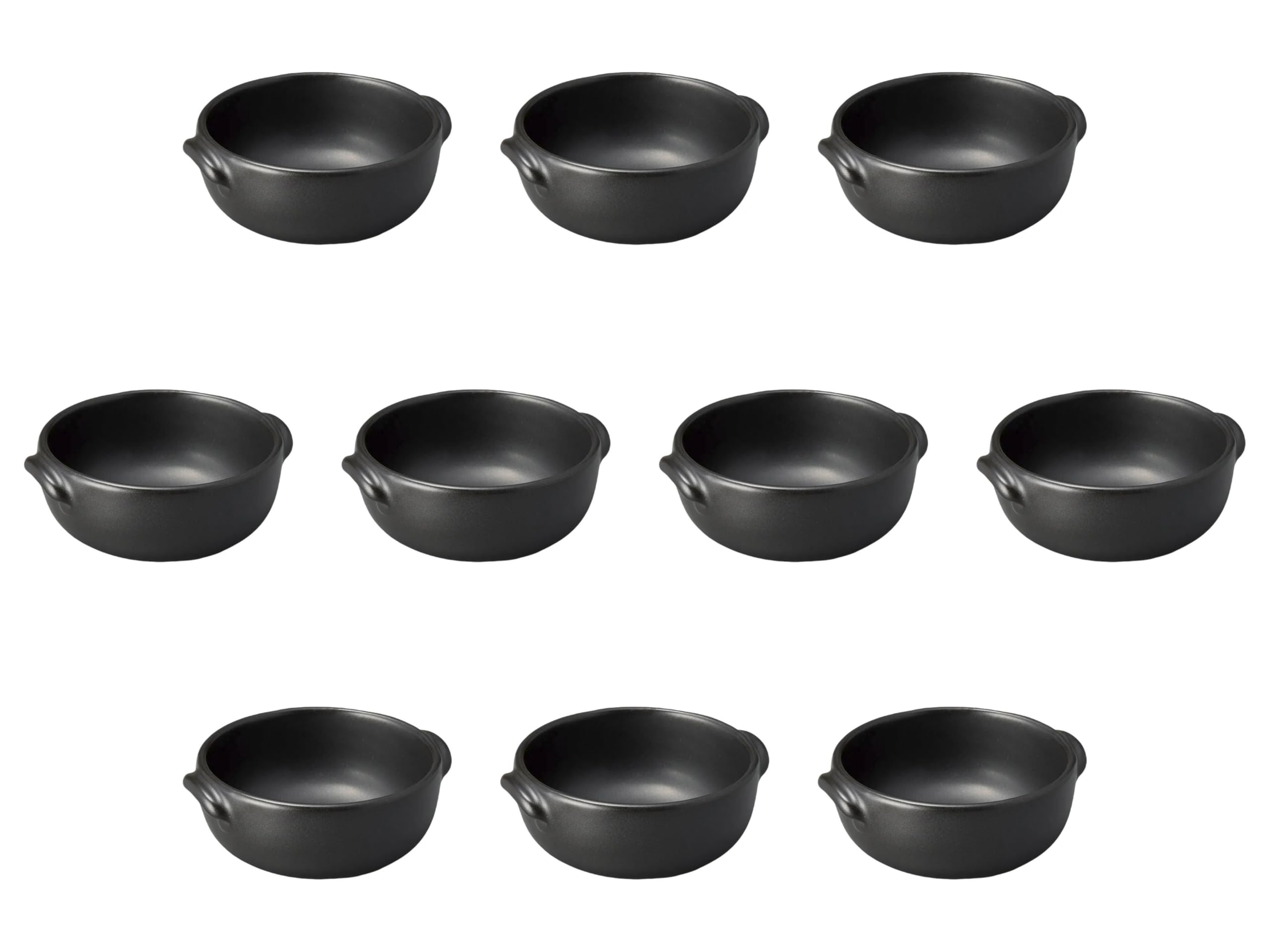 Set of 10, Black Round Au Gratin [5.9 x ?5.2 x 2.2 inches (15 x 13.3 x 5.7 cm) | Gratin Dish, Ceramic, Banko Ware, Direct Fire, Setomonohonpo,