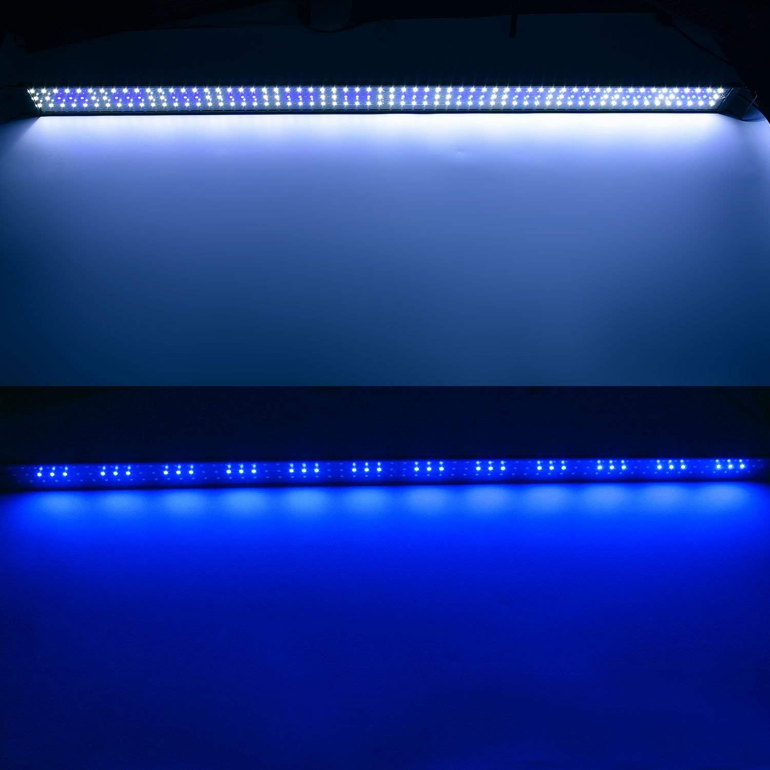 Aquarium Hood Lighting Fish Tank Light 48-60 inch Lamp for Freshwater Saltwater Marine Blue and White Decorations Light 120-150 cm