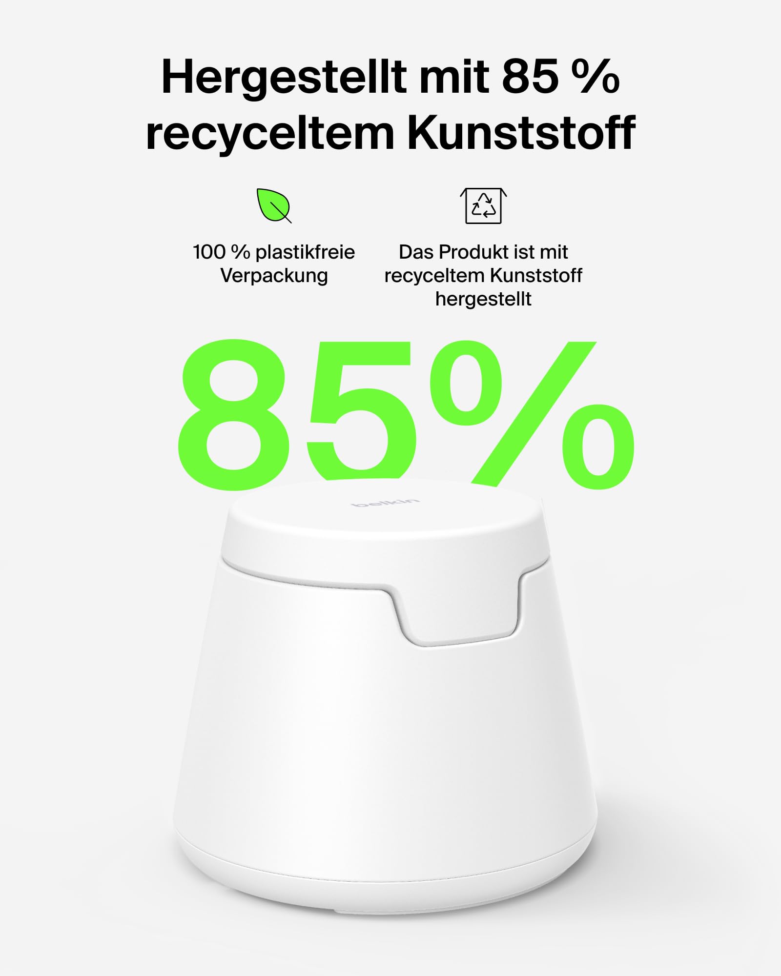 Belkin UltraCharge 3-in-1 Induktive Ladestation mit Qi2, 25W – Weiß | Qi2.2-zertifiziert, Kabelloses Ladegerät mit USB-C-Port, Wireless Charger für iPhone, Galaxy, Kopfhörer; mit 45W Netzteil