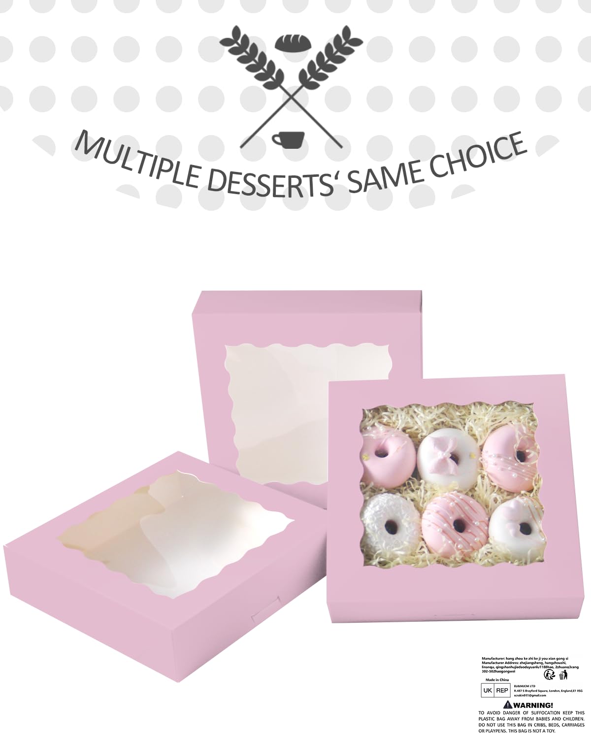 Gcardist Auto-pop Up Lavender 25.4x25.4x6.4cm 12Pcs Cookie Box with Window Pastry Macaron Bakery Box For Packaging (10x10x2.5 inch) - Image 4