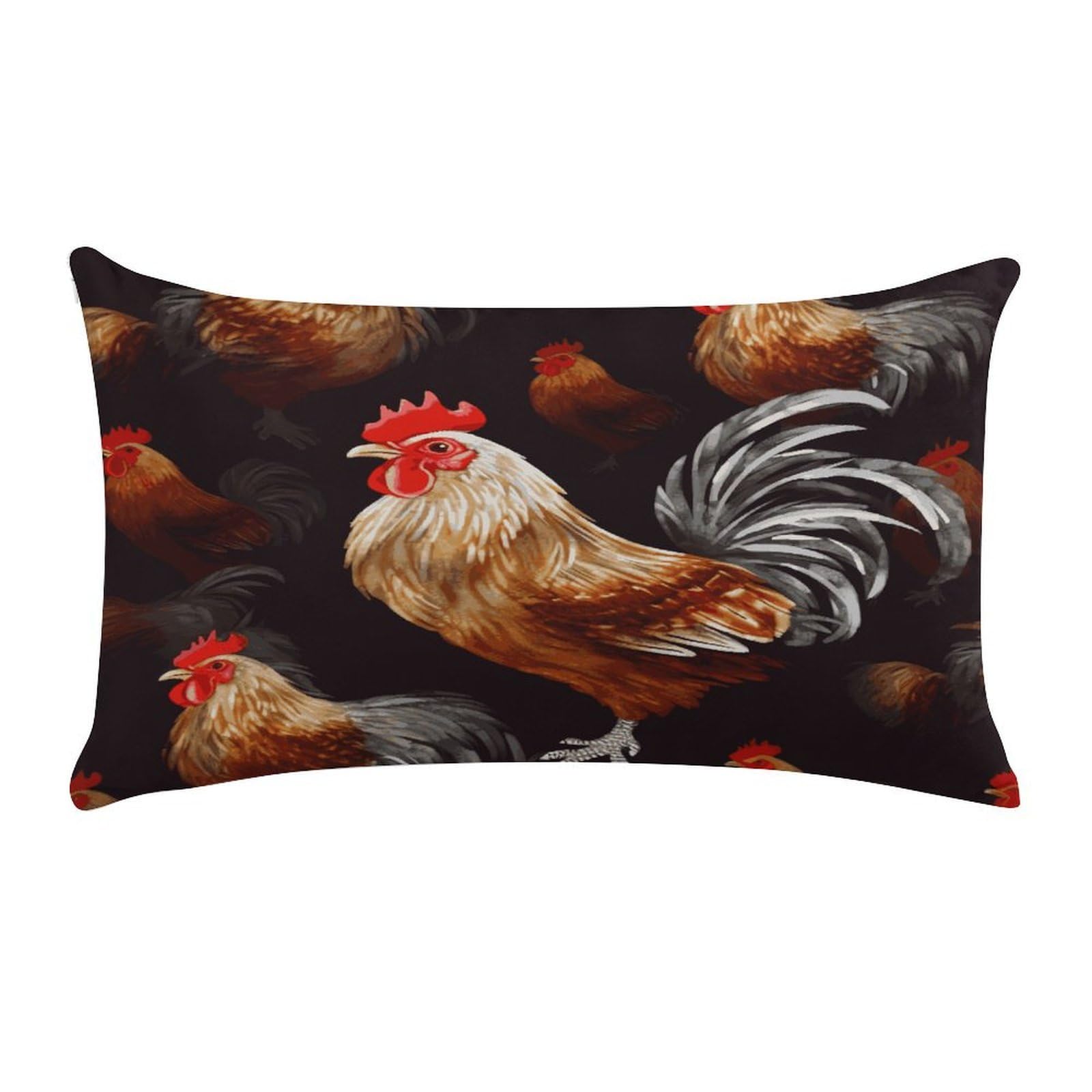 Adfgyerh Style Shine Rooster Pillow Covers，20X12inch,Invisible Zipper Design，Throw Pillow Cover,Short Plush，Ultra-Soft Fabric On Both Sides Home Decor，For Home Sofa Couch