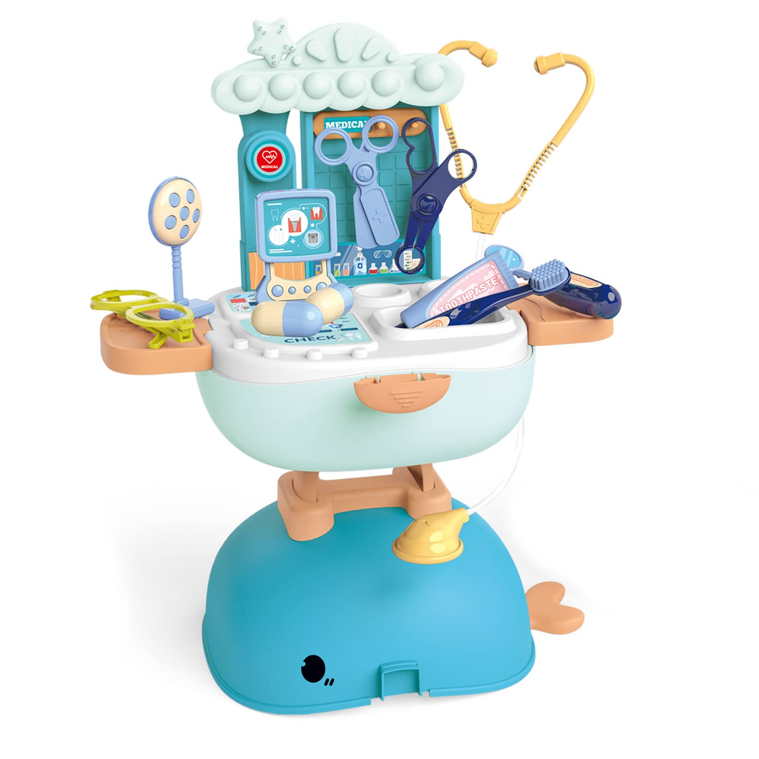 Webby 3 in 1 Doctor Set for Kids Role Play Medical Desk Set, Foldable Backpack, School Bag, Pretend Play Toy for Kids (26 Pcs) (B09SPWWBQF) Amazon Price History, Amazon Price Tracker