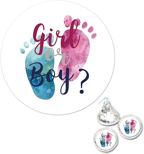 Miniatura 1 de 180 etiquetas adhesivas de gotas de chocolate, huellas de revelación de género, etiquetas de besos para baby shower, etiquetas de recuerdo de baby