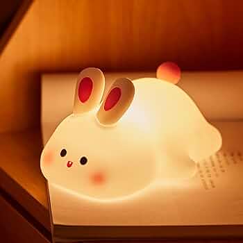Baby Night Light for Kids Touch Easter, Rechargeable Rabbit Lamp Kids Lights for Bedroom, LED Portable Bunny Night Light for Girls Boys Nursery, Children Nightlight Room Decor Gifts