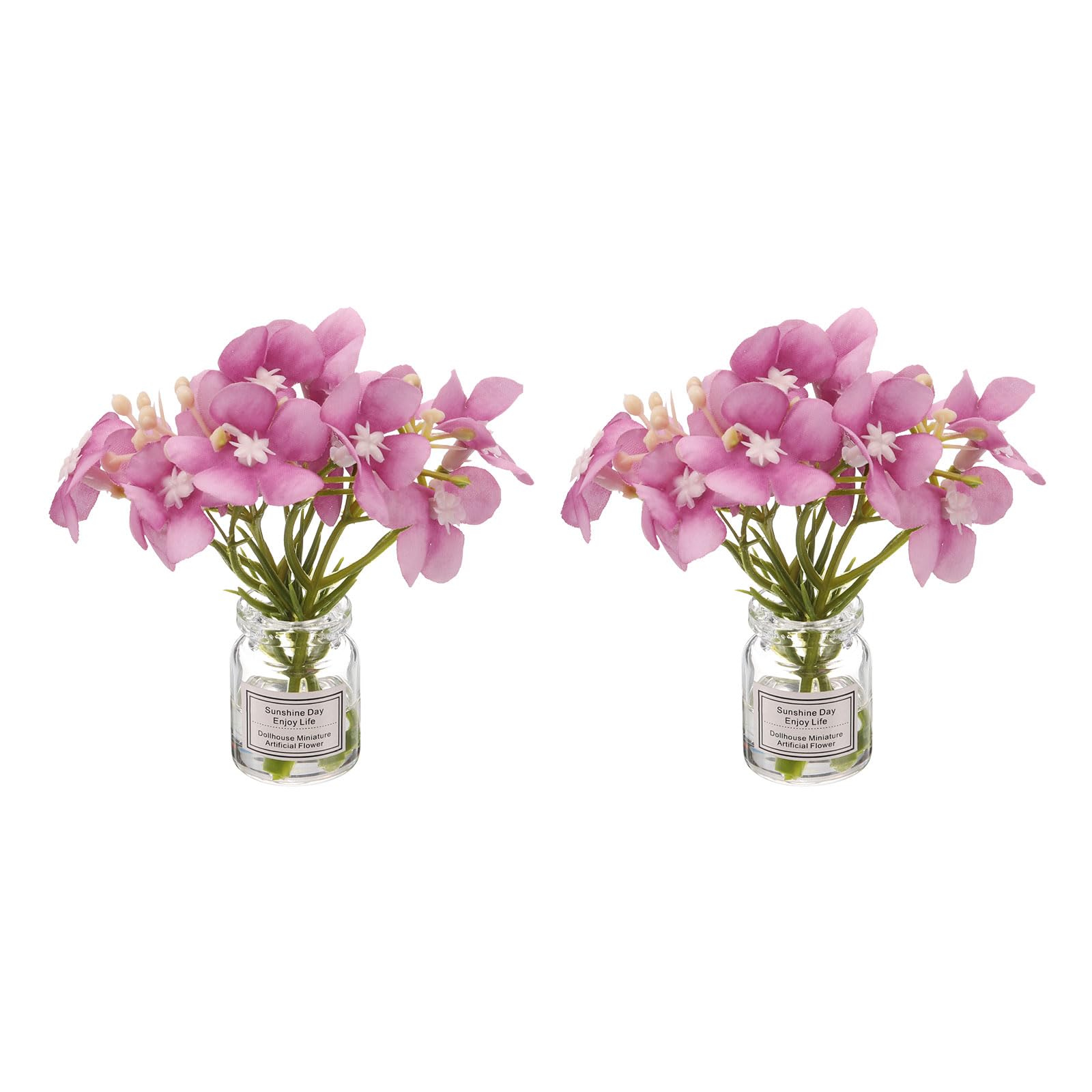 CoCud Mini Flowers Dollhouse in Vase, Silk Plastic Miniature Dollhouse Accessories with Tiny Flower Peach Pink - (Applications: for 1:12 1:8 or 1:6 Scale Fairy Micro House) 2-Pieces