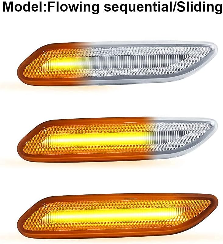 Gempro LED Front Fender Side Marker Lights Assembly Clear Lens Turn Signal Lamp Replacement for 2011-2016 MINI Cooper R60 Countryman R61 Paceman, 2 Packs
