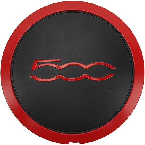 Miniatura 9 de 1 tapón de cubo de rueda central resistente al calor 68078419AC de repuesto para Fiat 500 2012 a 2022 (letra roja con círculo rojo)