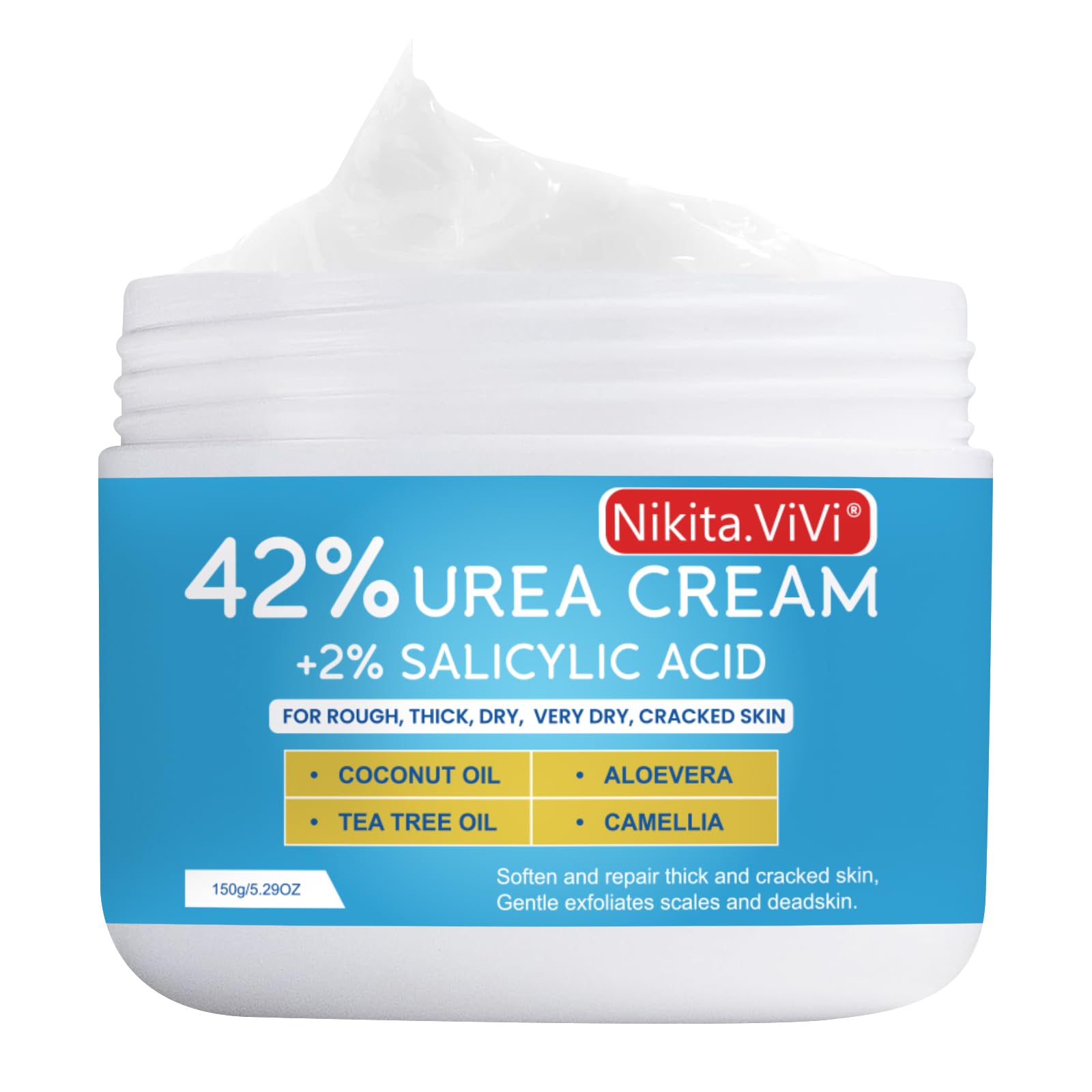 42% Urea Cream plus Salicylic Acid 2% 150G Urea Cream for Dry Cracked Feet Heels Elbows Knees Hands Repair Treatment Lotion, Moisturizes Removes Calluses Corns Dead Skin & Soften Toenails