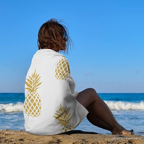 Miniatura 6 de Toalla de playa de piña para adultos, toallas de baño absorbentes de secado rápido de 31 x 51 pulgadas, toallas grandes sin arena para viajes,