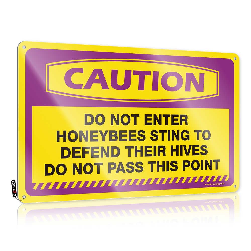 Fzfn Boys Colour Funny Wall Signs Amazing Funny Patio Decor Home Decor - Caution Do Not Enter, Honeybees Sting To Defend Hives Ideas Rustic Style Artwork For Campers(30X40cm)