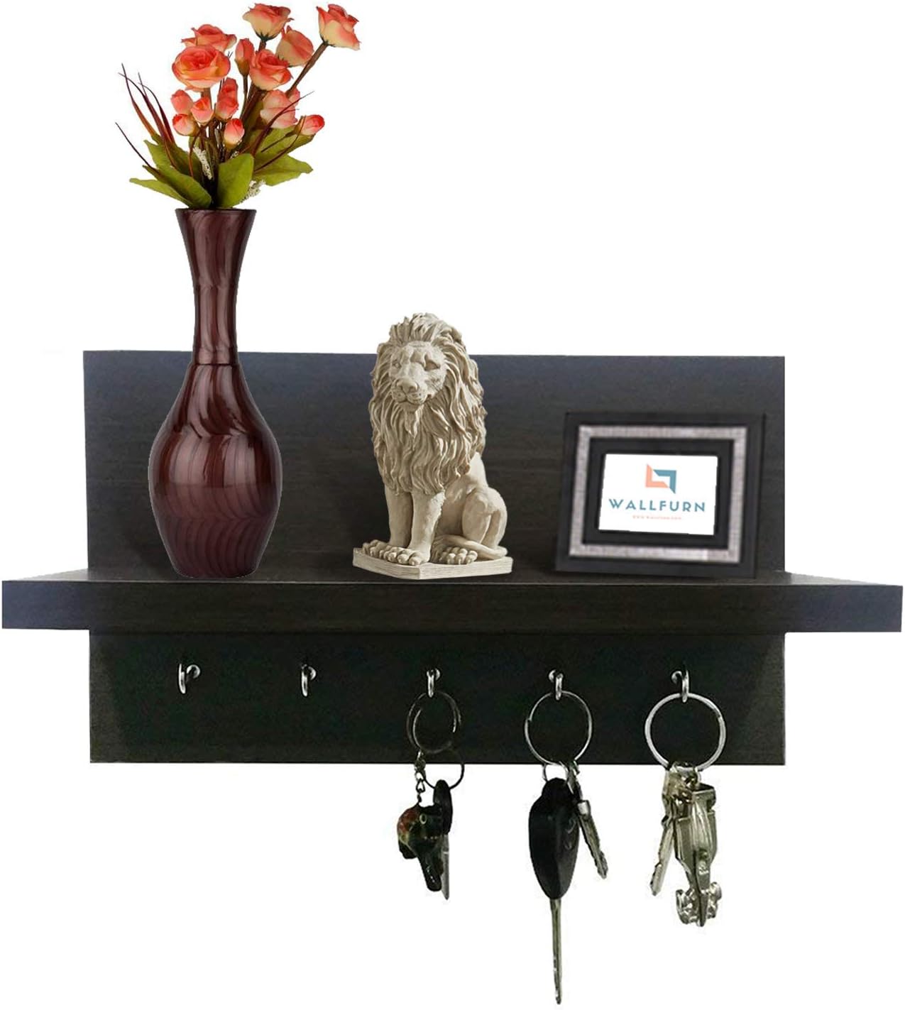 Wallfurn County Wooden Key Holder Shelf/Wall Decor Shelve for Living Room, Bedroom, Home Decor (Wenge)
