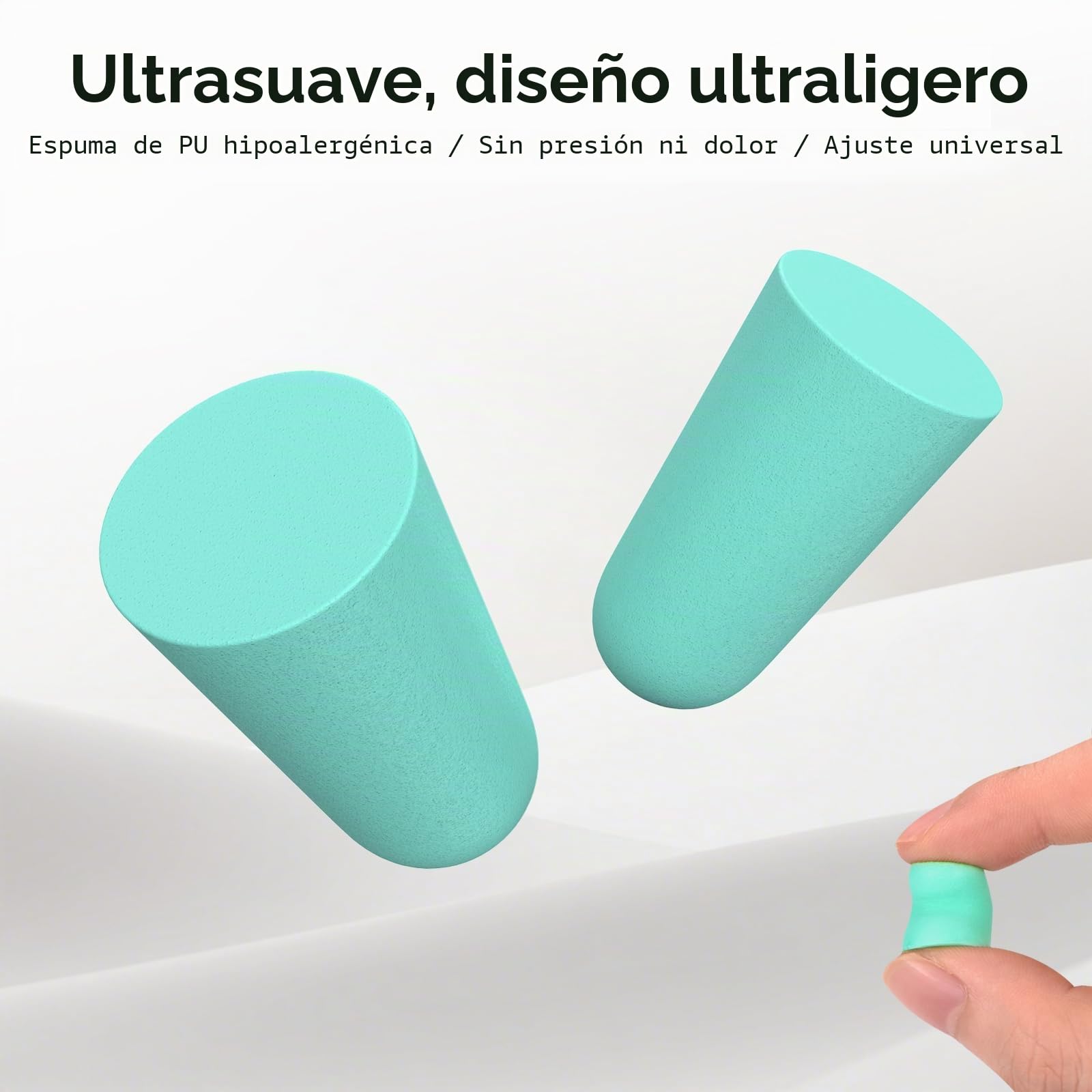 SURFOU Tapones Oidos Ruido Dormir 60 Pares, 38 dB Reducción, Reutilizables y de Espuma Ultra Suave, Ideales para Personas que Duermen de Lado, Viajes, Casa y Estudio, Verde