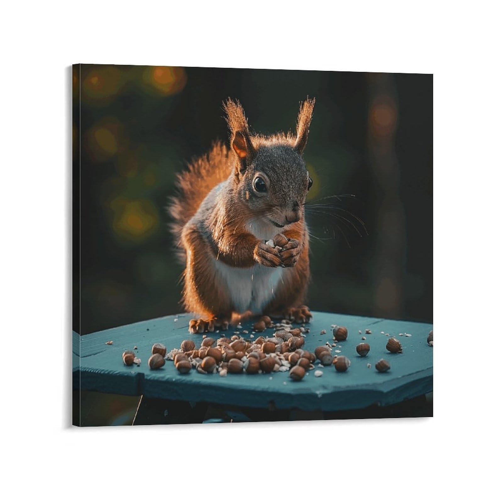 KLOPH Nuts And Squirrels Canvas Wall Art for Living Room 12x12inch Modern Artwork Painting for Bathroom Hanging Canvas Prints Aesthetic Wallart for Bedroom Kitchen Office Wall Decor
