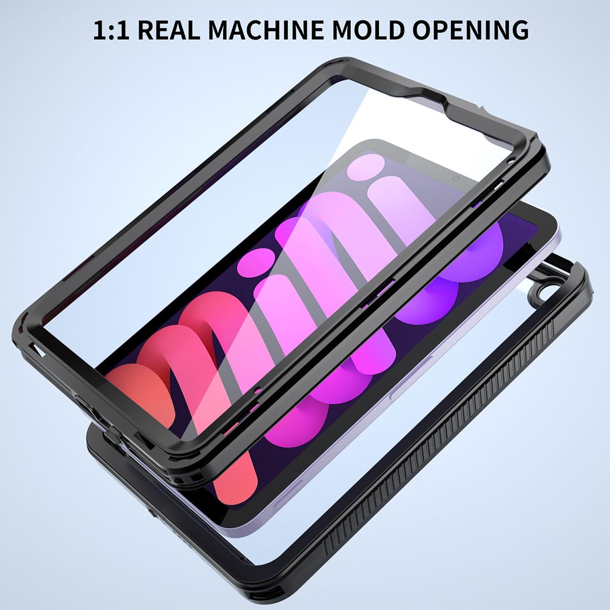 AICase Wasserdichte Schutzhülle für iPad Mini 7 A17 Pro 2024/iPad Mini 6 2021 8,3 Zoll iPad Mini 7. / 6. Generation, integrierter Displayschutz und Ständer, robust, stoßfest, für iPad Mini 7.
