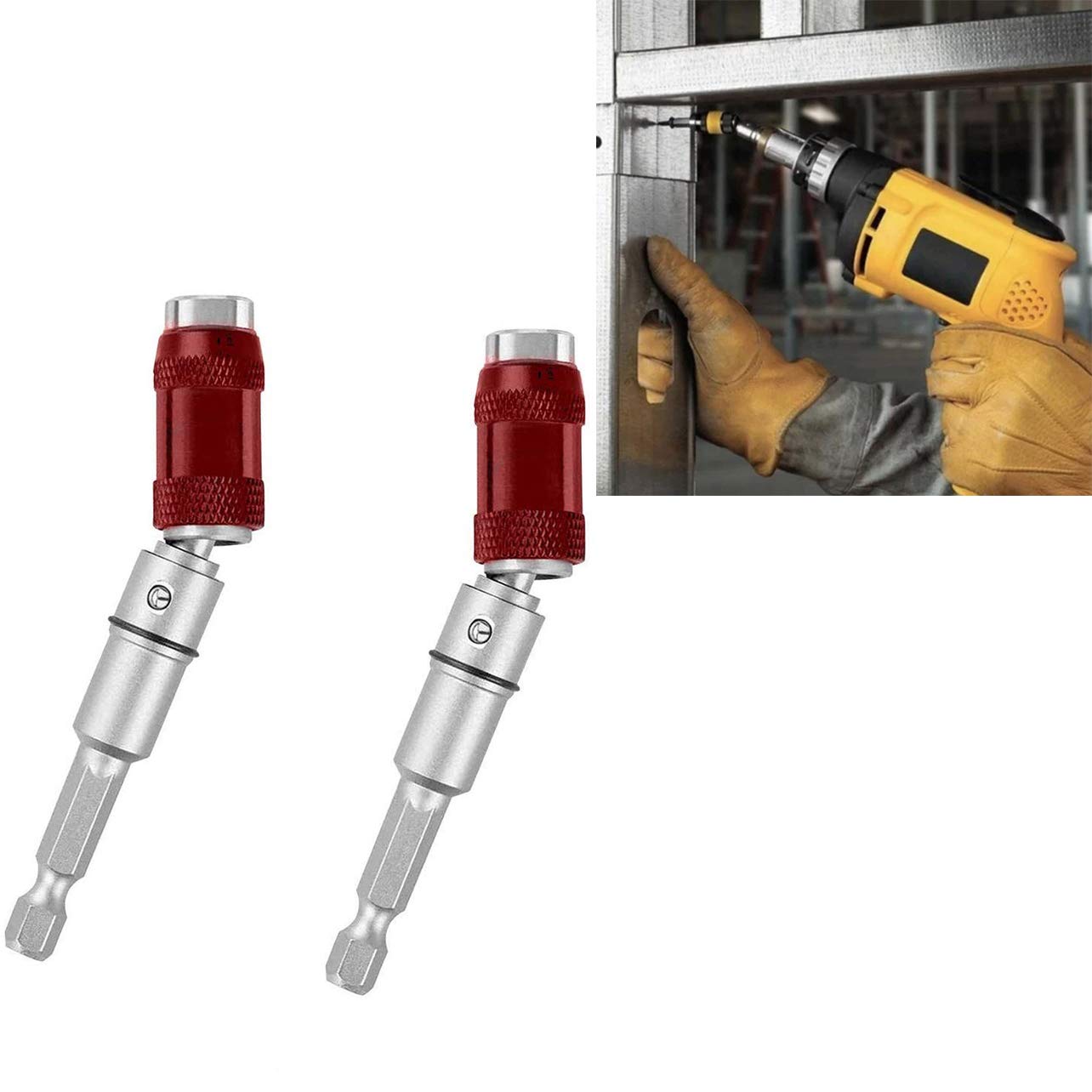 GFDK 2PCS Pivot Drill Bit Holder Tip 1/4″, 20° Bendable