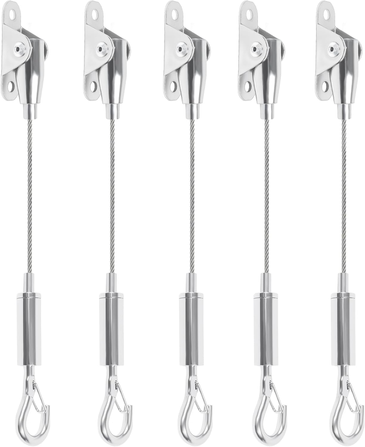 5 Pack Picture Hanging Wire Kit, Heavy Duty Stainless Steel Mirror Hanging Wire Supports 66lbs, Art Hanging System with 180° Rotating Hooks for Frames, Wall Art, Paintings,Home Decor(59inch