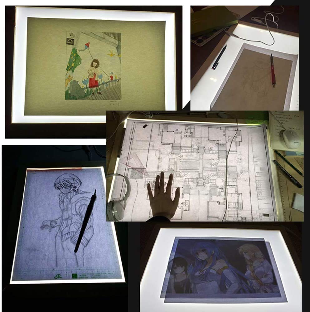 LED Pad planche à dessin, USB Powered Lightbrightness réglable, réglable pour les artistes, Animation Dessin, Esquisser lumière Pad Conseil copie,A3