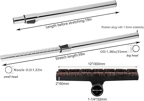 Miniatura 2 de Eagles Cepillo de piso de madera dura con varitas de extensión de 1-1/4 pulgadas para la mayoría de aspiradoras, aceptando accesorio de 1-1/4