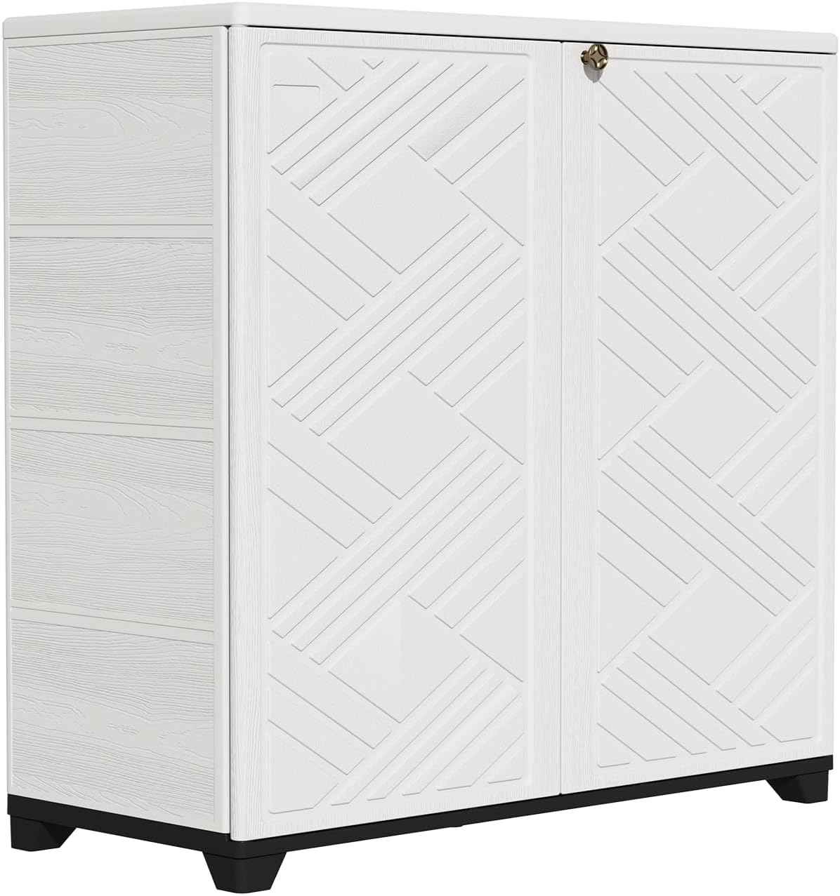 Diamond Cabinet with 1 Shelf, White 33.5×15.1×34.3 Inch - Waterproof UV-Resistant Outdoor Storage for Patio, Garden &amp; Indoor - Organize Mops, Grilling Tools &amp; More