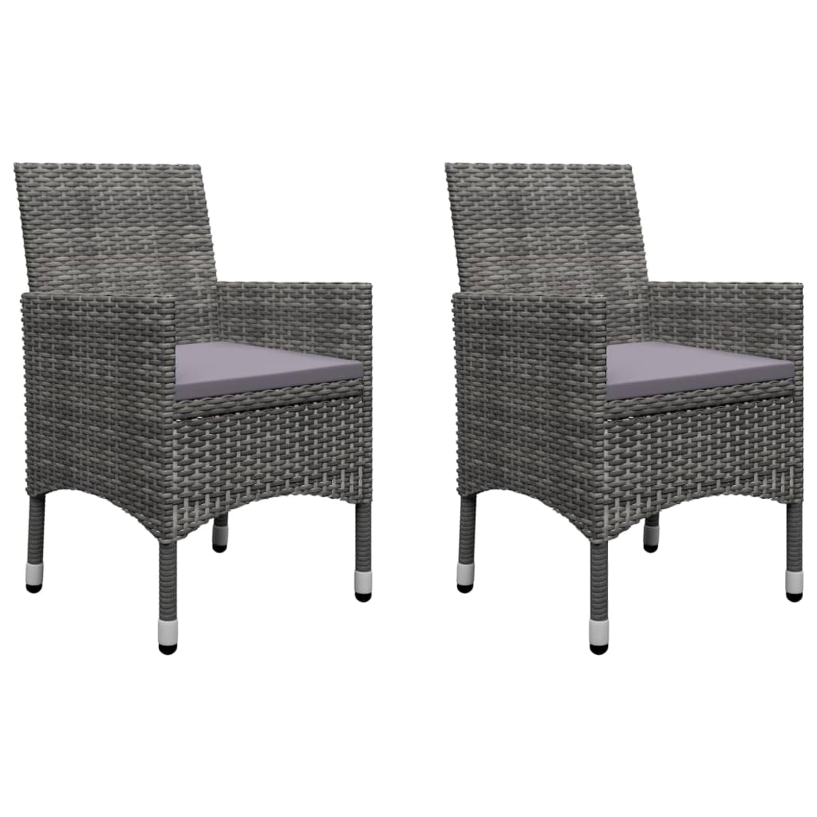 Set da 3 pezzi con struttura in polyrattan resistente ai raggi UV e piano in legno di acacia massiccio, grigio, 1 tavolo + 2 sedie, ideale per piccoli spazi esterni