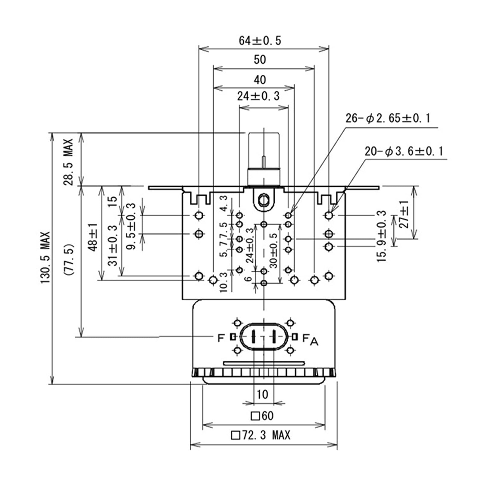 Mikrowellen-Magnetron 2M248J Ofenrohr, Metalltextur, für Küchenzubehör
