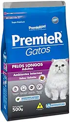 Premier Pet Ração Premier Ambientes Internos Pelos Longos Para Gatos Adultos Sabor Salmão - 500G