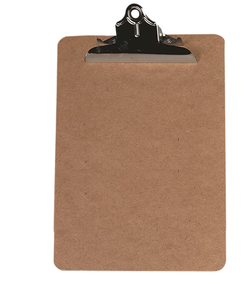 SECO A5 Masonite Clipboard | 12 Pack | Heavy Duty Clip | Hardboard Writing Board | Office School Use | Durable Document Holder |