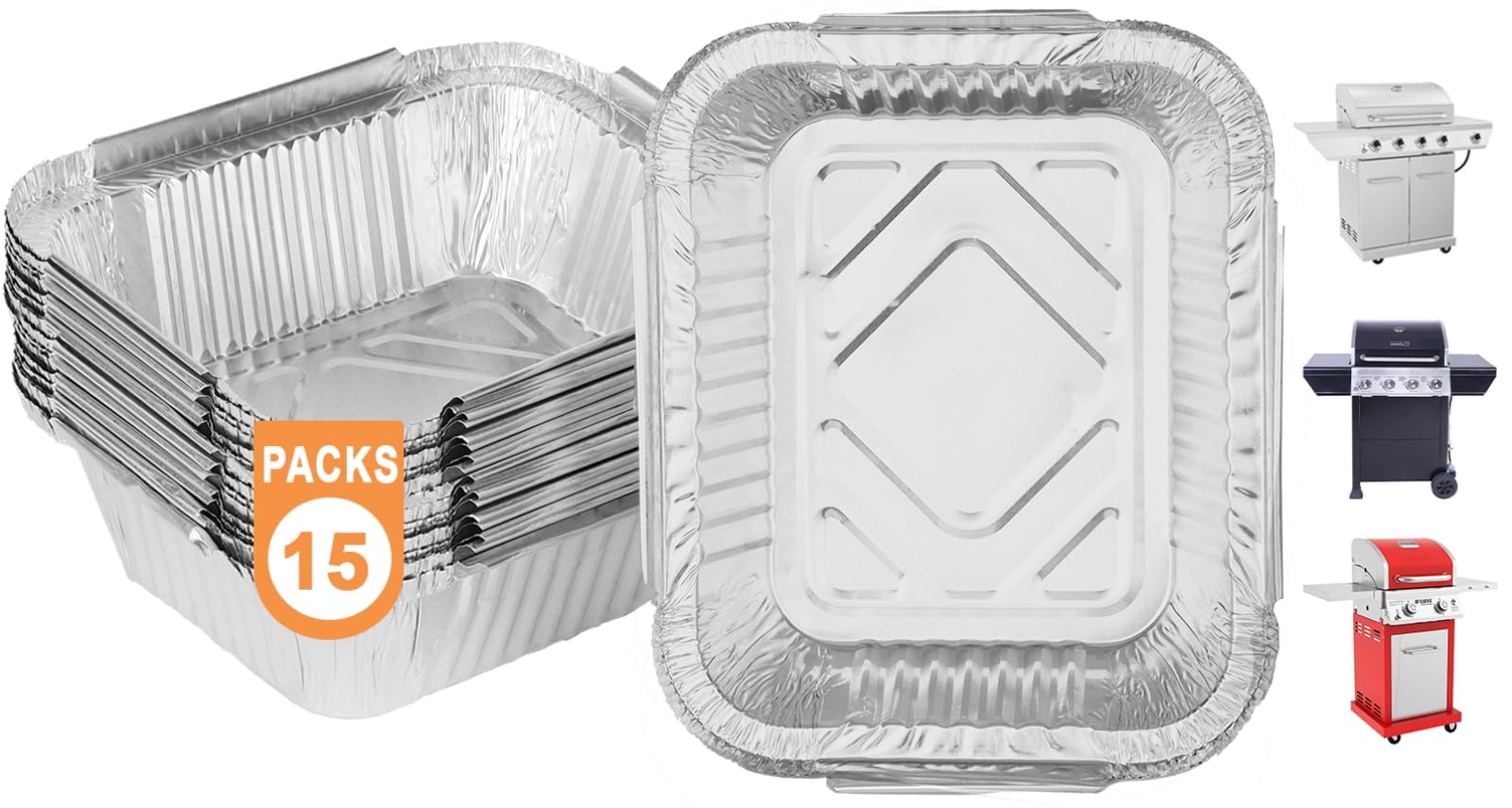 720-0830H Lot de 15 bacs à graisse pour bac à graisse Nexgrill 720-0830x pièces de rechange 720-0888 720-0896B 720-0888S en aluminium jetables pour grille Nexgrill