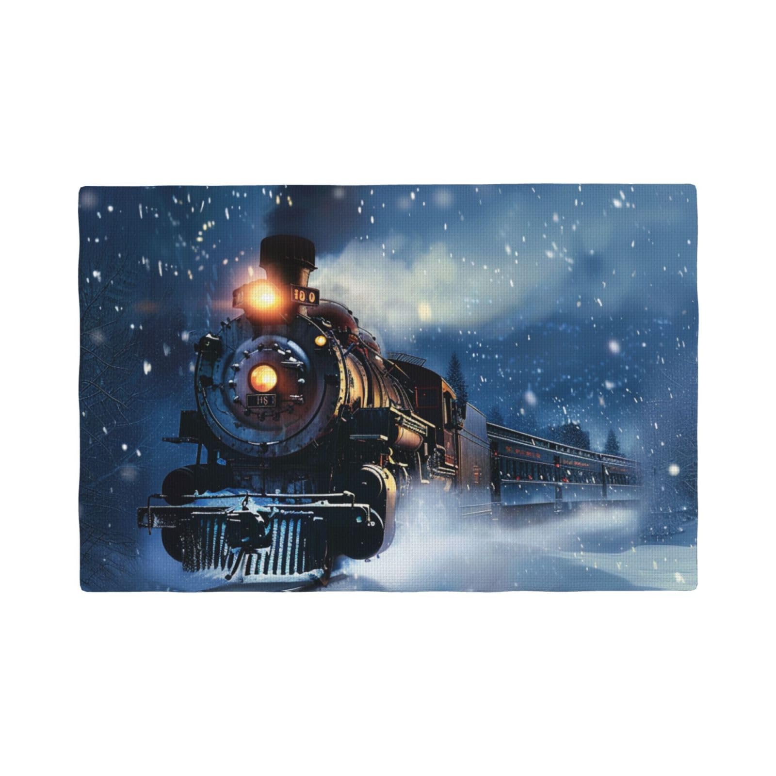 Set de table train de chemin de fer pour repas de famille lot de 6 sets en faux lin