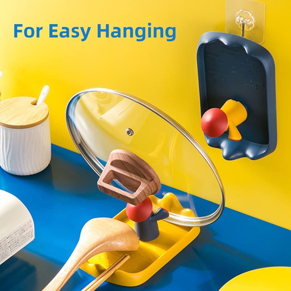 NILKANTH Spoon Rest with Pot Lid Holder for Kitchen Counter, Space Saving Small Lid Rest Detachable Cute Mushroom Ladle Rest Spatula Holder Coffee Spoon Rest Kitchen Utensil Holder (Yellow) 2