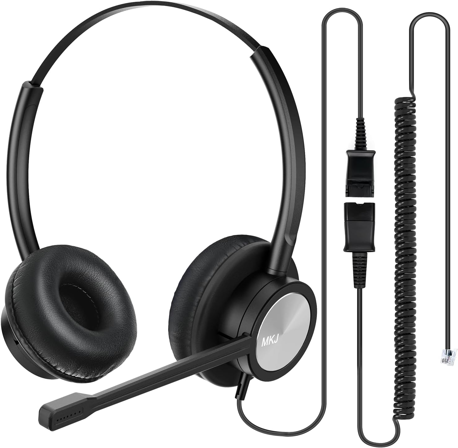 MKJ Cisco Telephone Headset with Microphone Noise Cancelling, Wired Headphone for Call Center Office, Dual Ear Phone Headset with RJ9 Jack for Cisco 7861 7942G 7945G 7960 7961G 7962G 8841 8861 9971