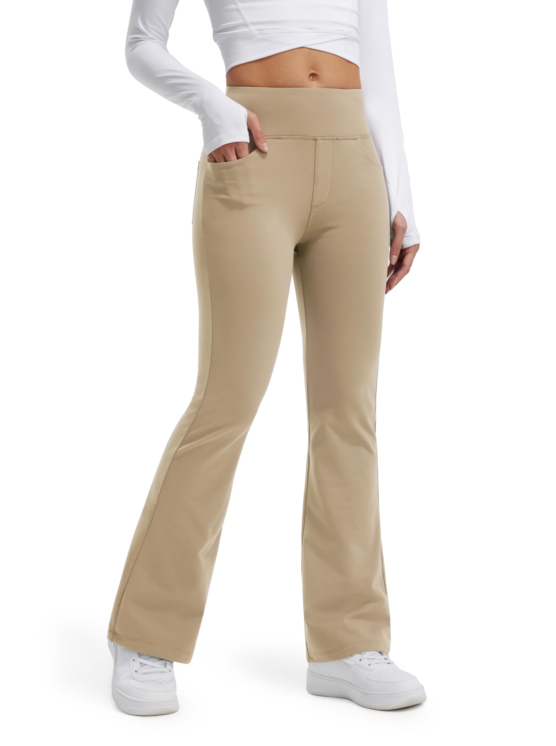 Libin - Legging termici da donna, a zampa d’elefante, pantaloni termici, impermeabili, invernali, adatti per lo yoga, con tasche