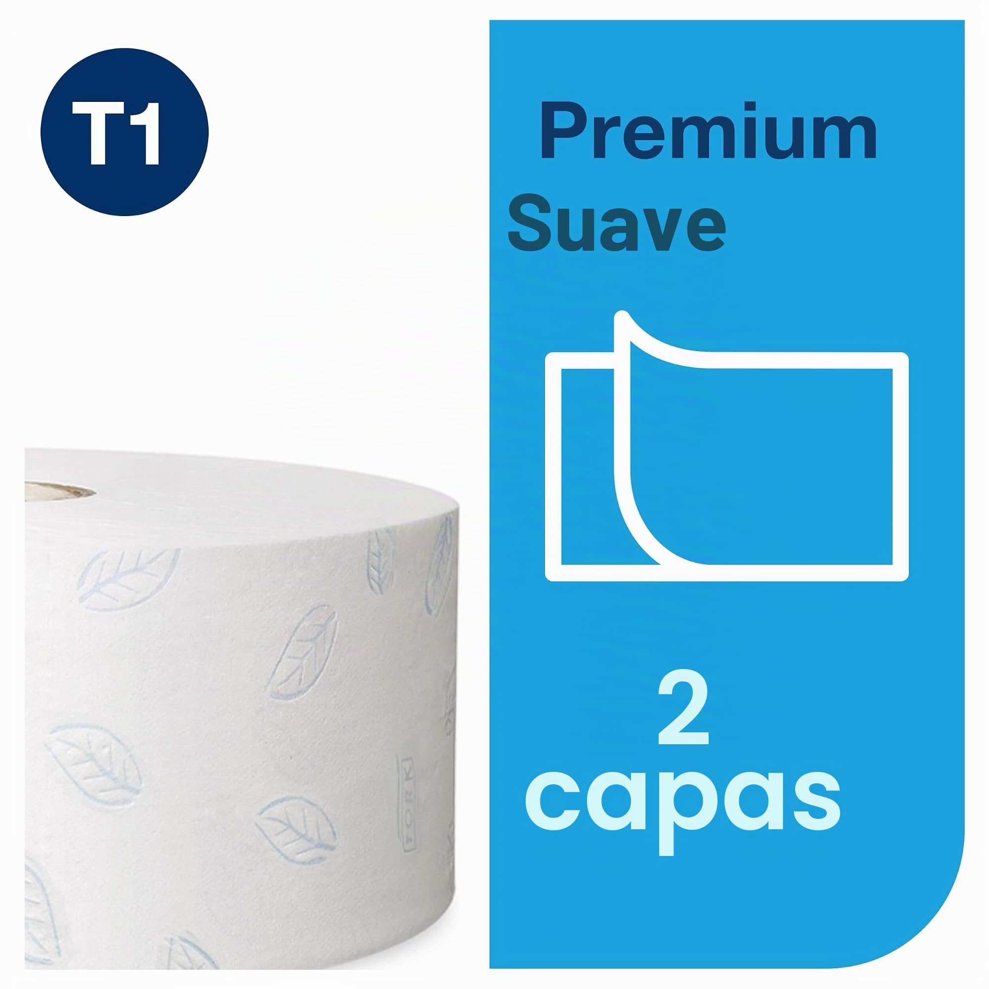 Tork 110273 Rollos de papel higiénico Jumbo Premium de larga duración de 2 capas compatibles con el sistema higiénico Jumbo Tork T1, 6 rollos (6 x 1800 hojas)