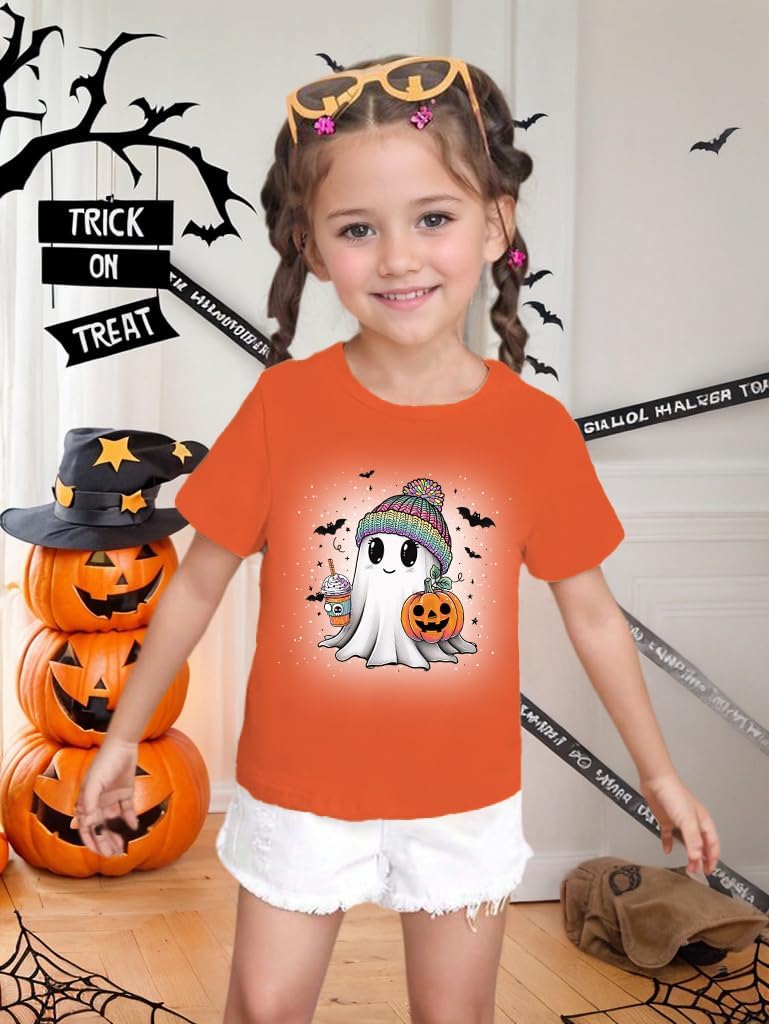 Toddler Halloween Shirt Baby Boy Girls Ghost Pumpkin Tshirts Kids Fall Spooky Season Short Sleeve Tee Tops - Image 3