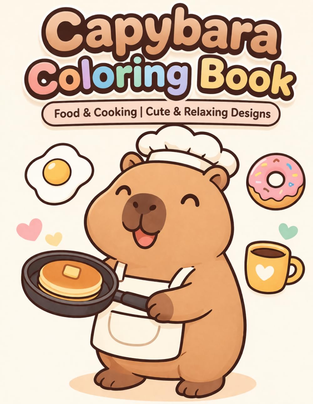 Capybara Food & Cooking Coloring Book: Cute & Relaxing Coloring Pages for All Ages | Easy, Simple & Fun Designs