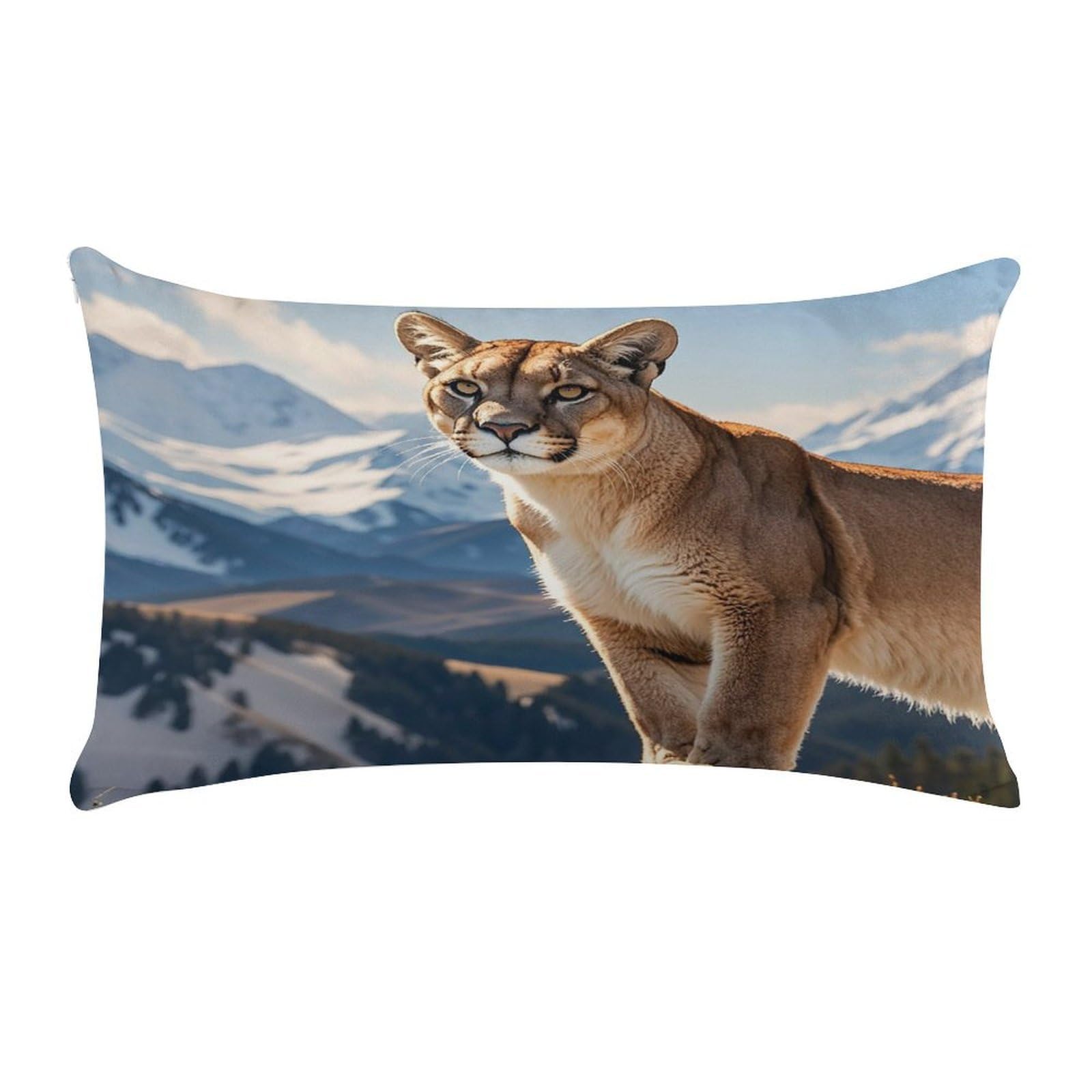Panther & Mountain Lion Lumbar Throw Pillow Cover Soft Plush Cushion Case Farmhouse Long Throw Pillowcase Decorative Pillow Case Cushion Covers for Sofa Living Room Couch Bed Decor 12 X 20 Inch