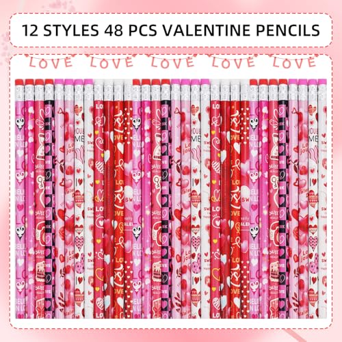 48 lápices de madera Valentines con borrador miniatura 2
