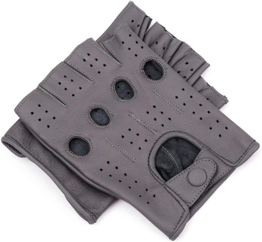 Men's HalfFinger Leather Driving Gloves Texting Touch Screen
