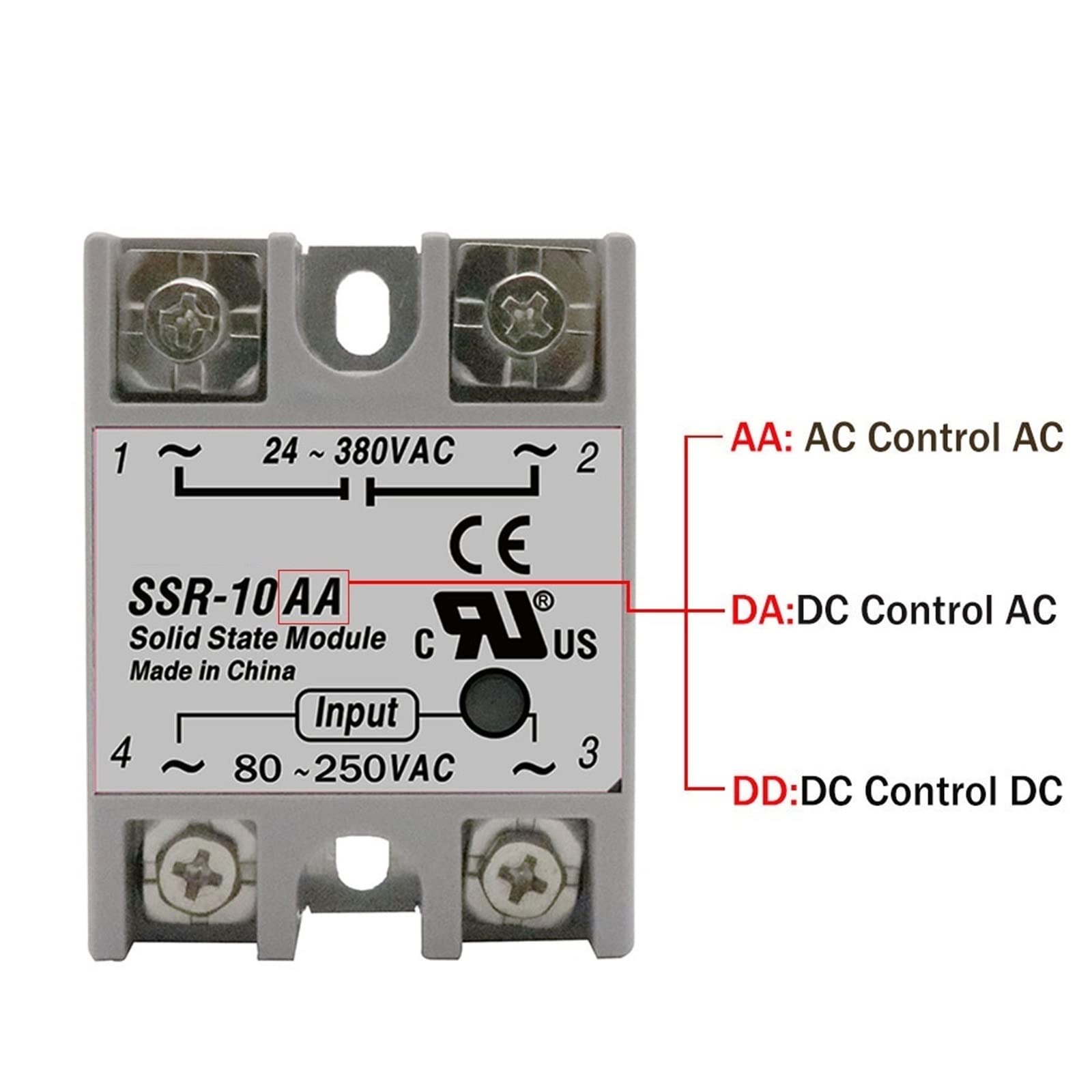 SSR-10DD SSR-25DD SSR-40DD SSR 10A 25A 40A Modulo relè a stato solido DC3-32V Ingresso a DC12-220V DC Controllo Trasformatore di tensione DC 1Pcs(SSR-40A)