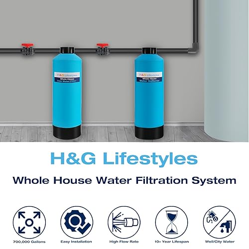 Miniatura 8 de H&G Lifestyles Sistema central de filtro de agua de manganeso y hierro para toda la casa, certificado NSF que elimina hierro, manganeso, H2S, metal