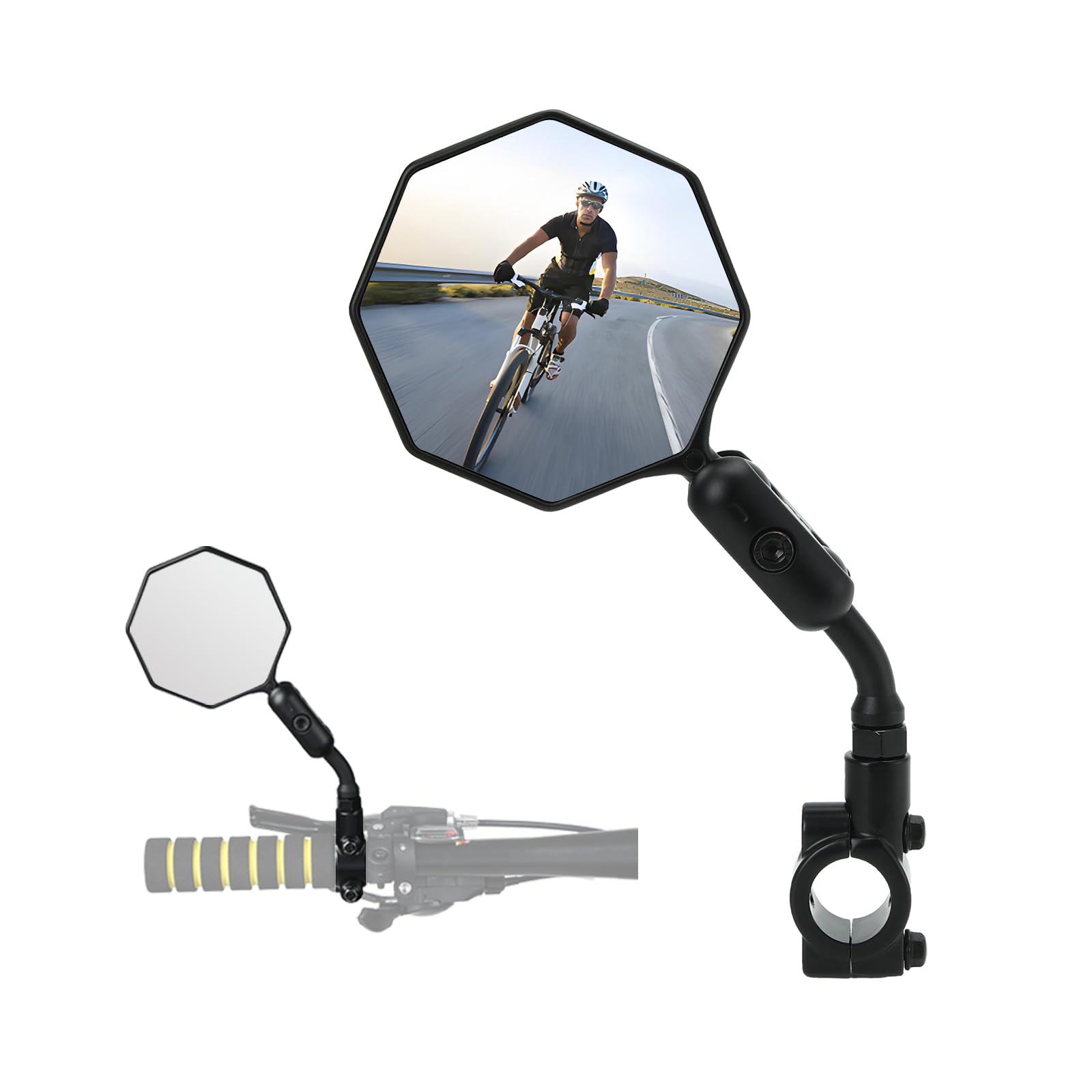 Bike Mirror, 1 pcs Bike Mirror Handlebar Mount,HD,360° Adjusted Bike Rear View Mirror, Anti-impact/explosion/glare, Fits for Mountain Bikes,E-bike, Bicycle,Scooter,Left/Right Universal
