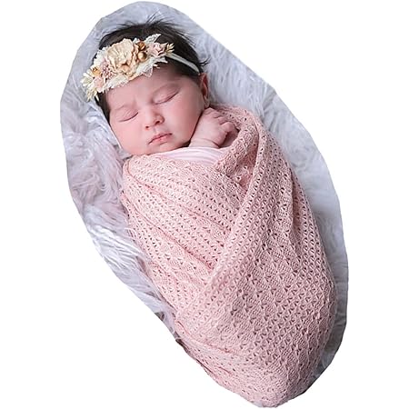 Amazon Co Jp Honra ニューボーンフォト ラップ おくるみ 新生児 撮影 ニット お包み ベビー 寝相アート 赤ちゃん 写真 道具 ブランケット ストレッチ 包む ピンク ベビー マタニティ