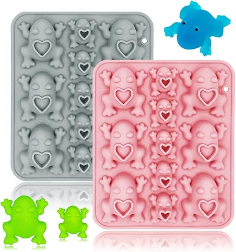 Miniatura 1 de Paquete de 2 moldes de silicona para Halloween para chocolate con forma de rana en 3D, bandeja para hornear con temática de rana, herramienta de